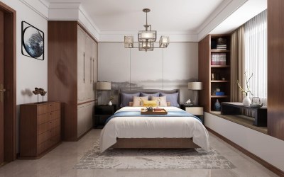 新中式卧室3D模型下载